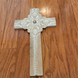 Carved Medallion Wall Cross with Beaded Accent